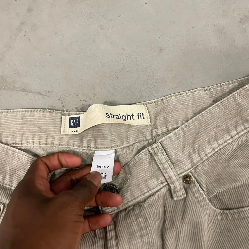 Y2K gray gap corduroy straight fit classic Jeans 34x32
